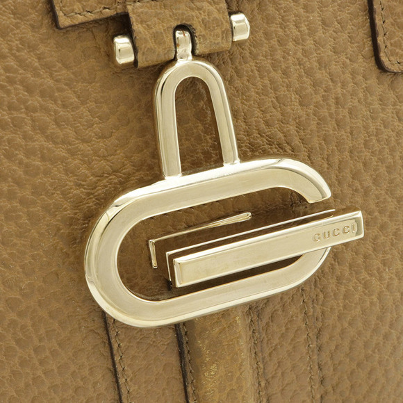 GUCCI G Handbag Tote Bag Embossed Leather Camel 145822 - Picture 8 of 8